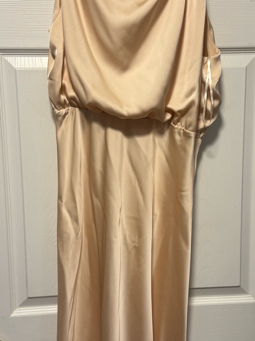 Elegant Satin Slip Wedding Dress in Champagne
